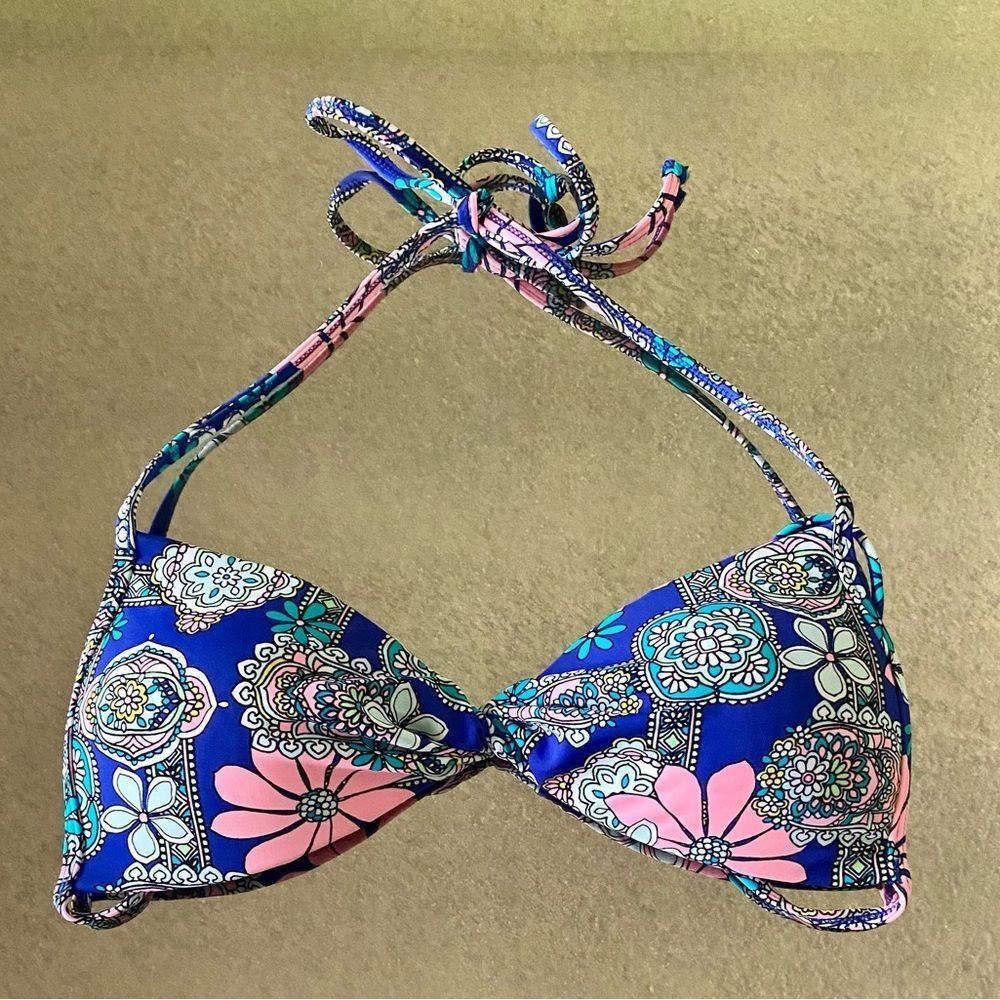 Hobie Pink and Blue Floral Bikini Top